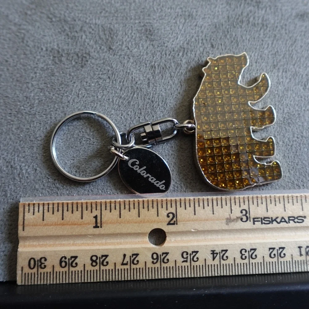 Colorado Keychain Rhinestone Sparkle Bear Novelty Route 66 Destination Travel